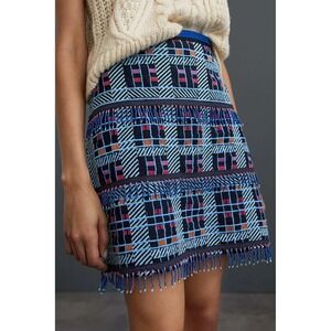 Maeve by Anthropologie Women Size 4 Embroidered Beaded Fringe Mini Skirt NWT